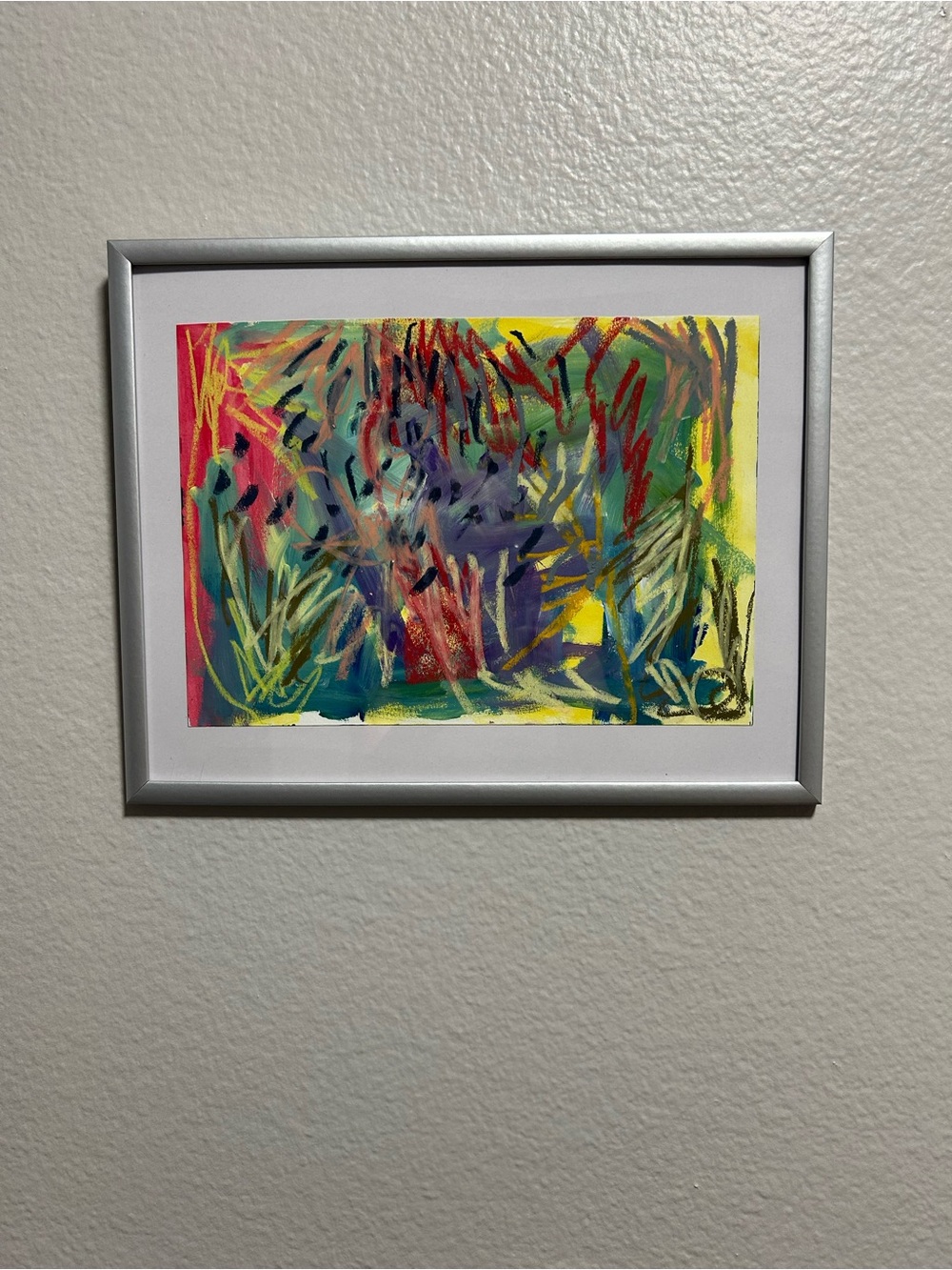 Abstract Multicolor Wall Art Print in Silver Frame